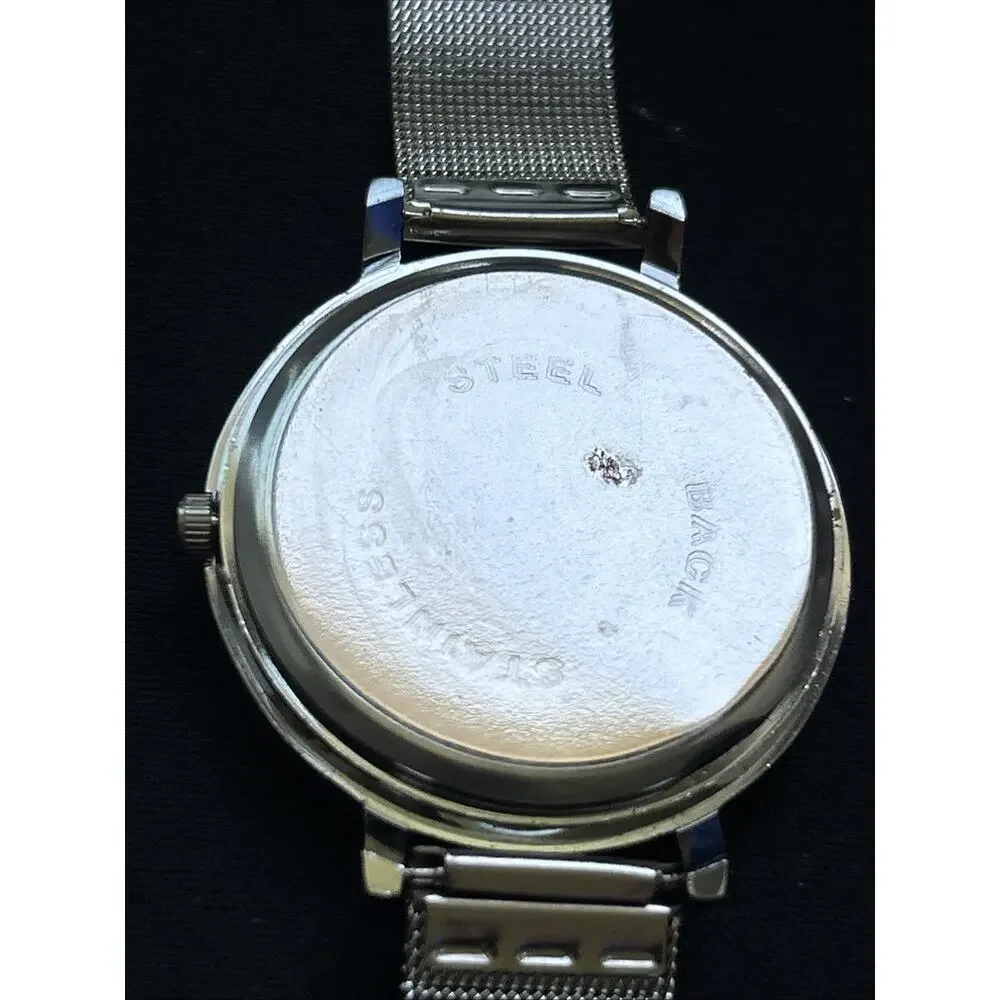 Blue Floral Silver Tone Women’s Quartz Watch